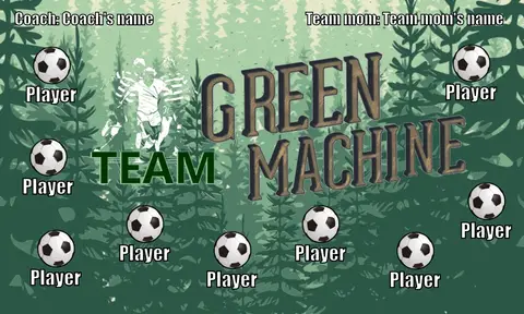 Green Team Machine Soccer Banner-soccer-banner-ideas