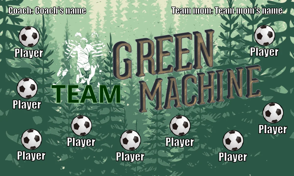 Green Team Machine Soccer Banner-soccer-banner-ideas