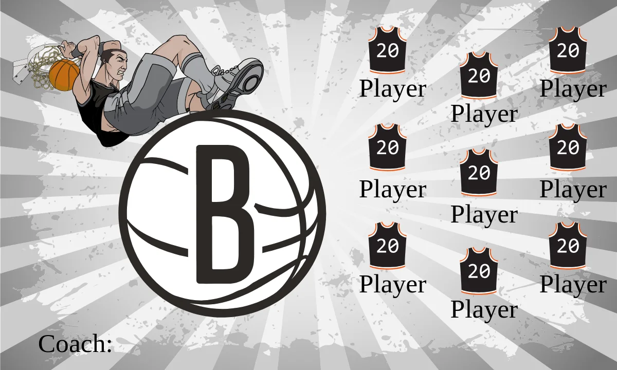 Brooklyn Nets 3 Basketball Banner