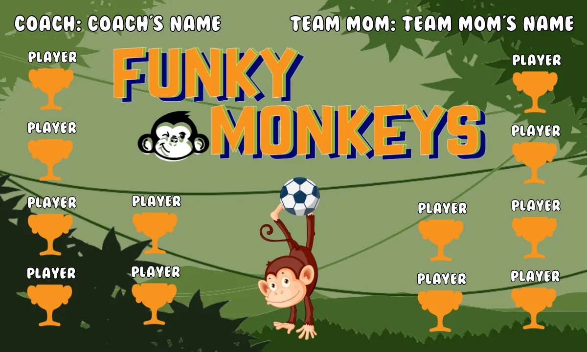 Monkeys Funky Soccer Banner-soccer-banner-frame-picture
