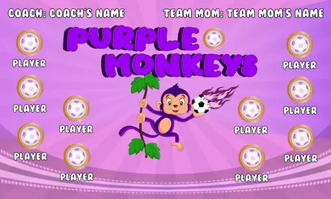 Monkeys Purple Soccer Banner-soccer-banners-bakersfield-ca-picture