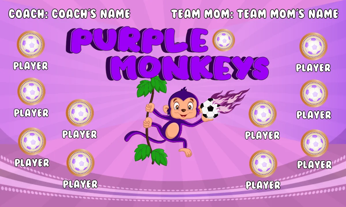Monkeys Purple Soccer Banner-soccer-banners-bakersfield-ca-picture