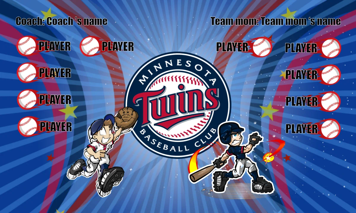 Minnesota 3 Baseball Banner-baseball-banner-poses-images