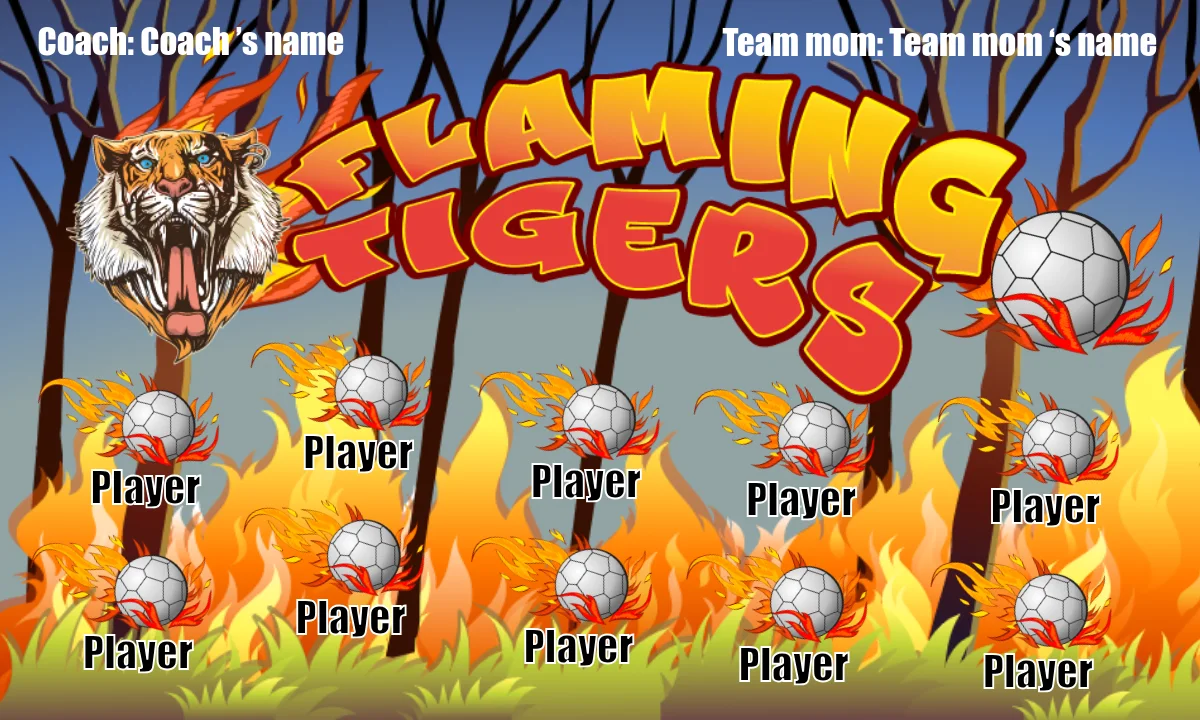Tigers Flaming Soccer Banner-soccer-banner-designs-free