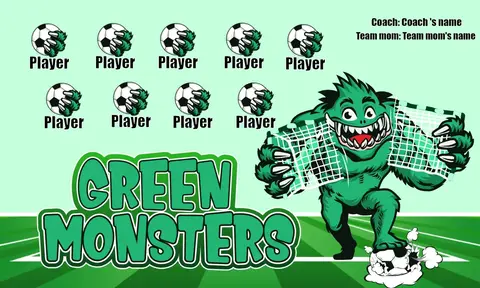 Green Monsters Soccer Banner-soccer-banner-flags-picture