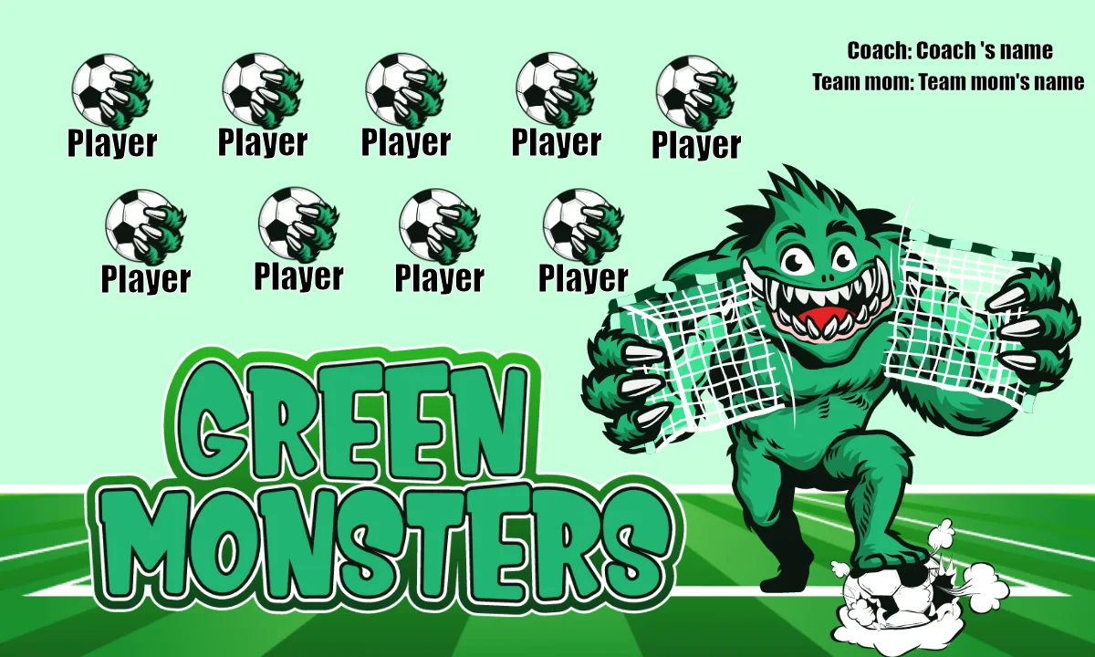 Green Monsters Soccer Banner-soccer-banner-flags-picture