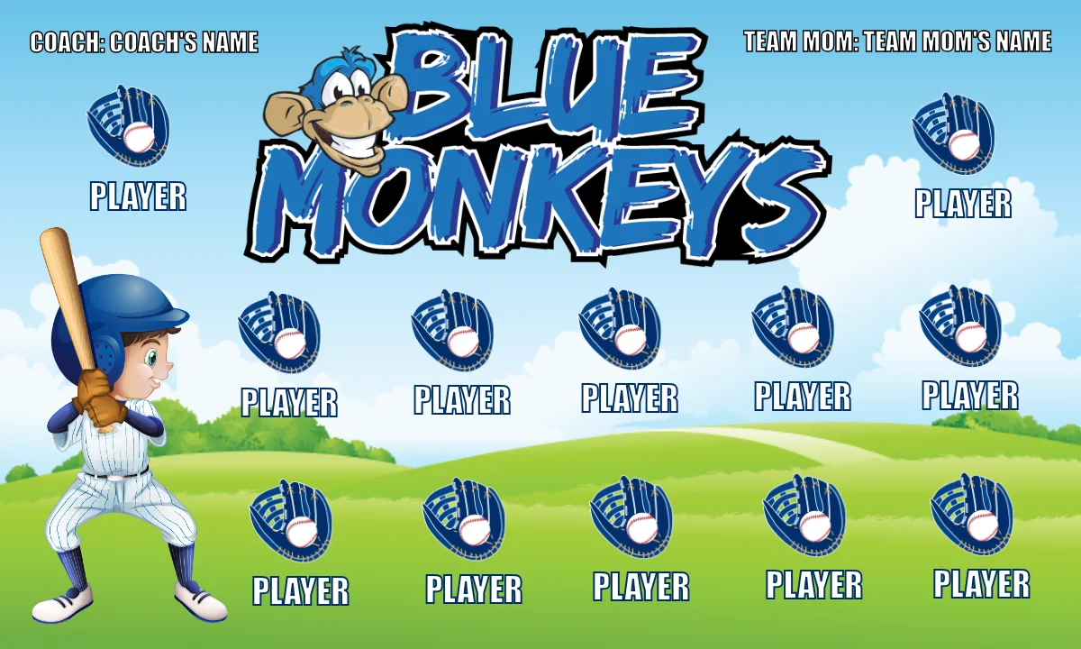Blue Monkeys 3 Softball Banner