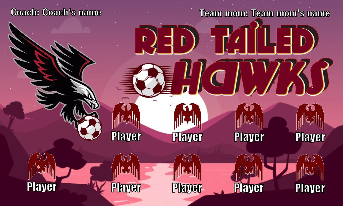 Red Tailer Hawks Soccer Banner-soccer-banner-exchange
