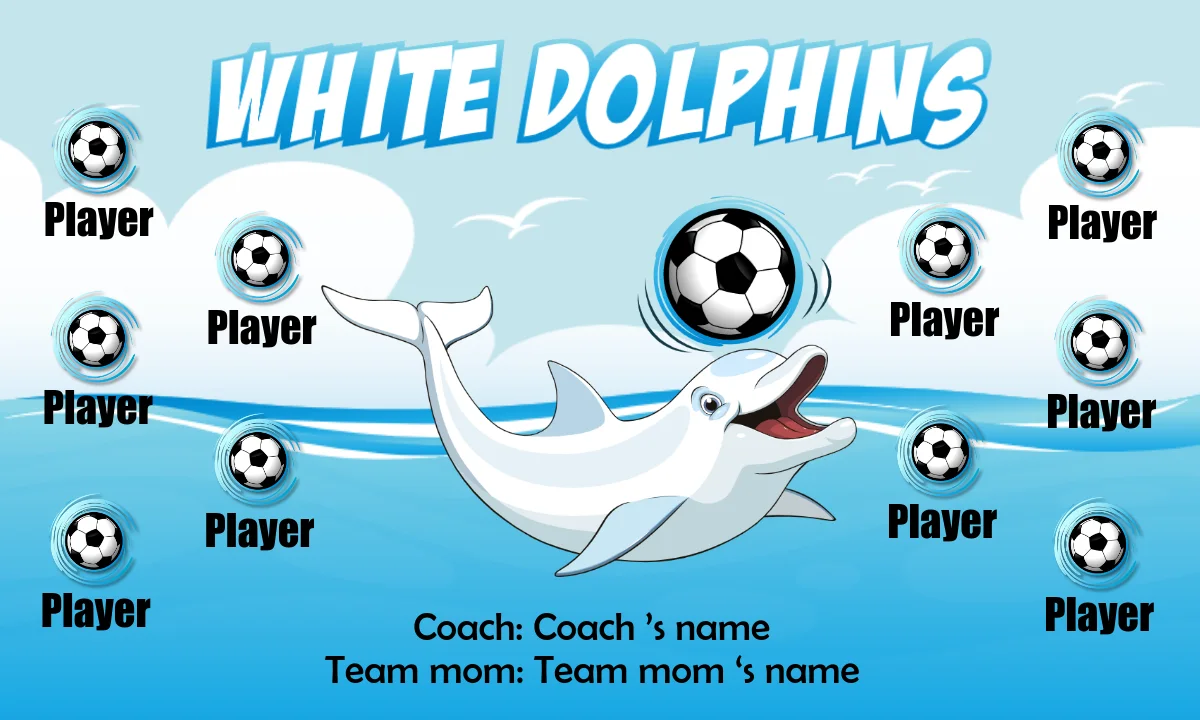 Dolphins White Soccer Bannersoccer-team-banner-ideas
