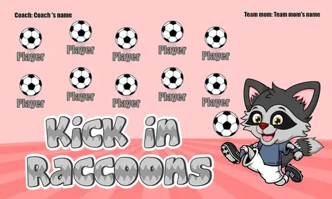 Kick In Raccoons Soccer Banner -soccer-banner-stand-picture