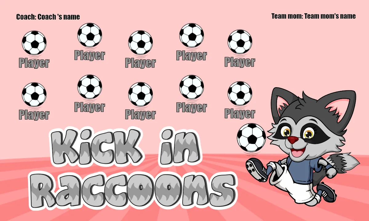 Kick In Raccoons Soccer Banner -soccer-banner-stand-picture