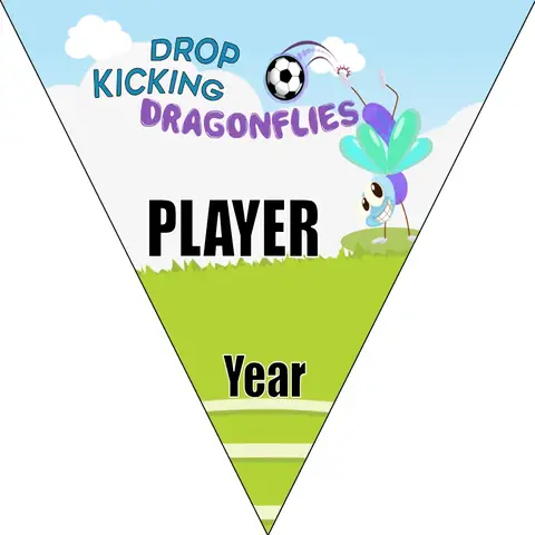 Dragonflies Drop Kicking Soccer Banner-soccer-banner-stand-picture