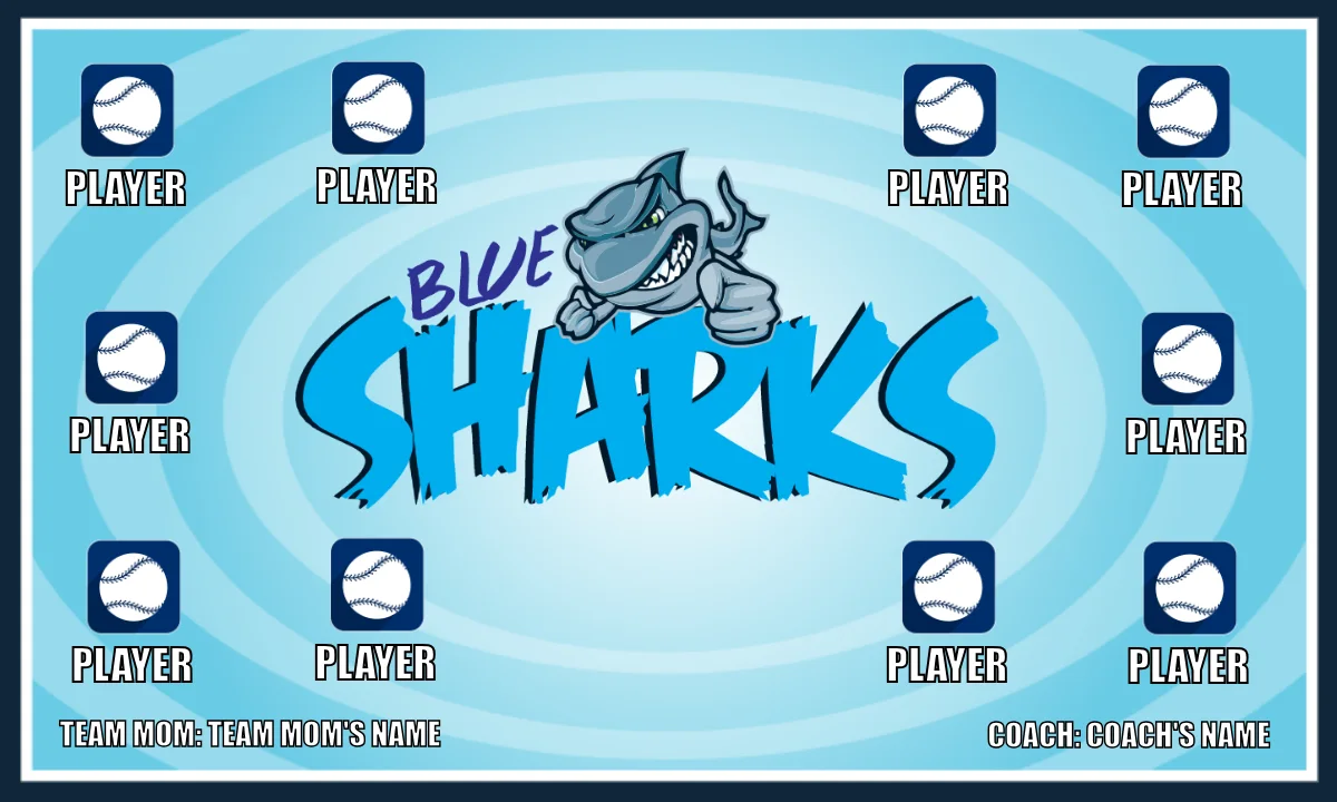 Blue Sharks 6 Softball Banner