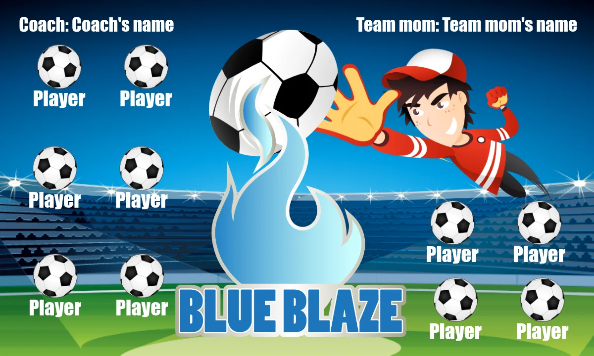 Blue blaze Soccer Banner-soccer-banner-supplies-picture