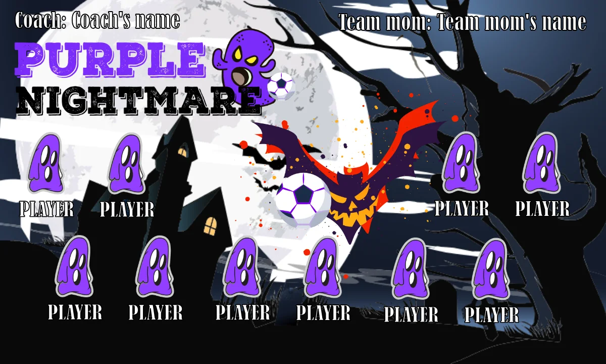 Nightmare Purple Soccer Banner-soccer-banner-and-stand-picture