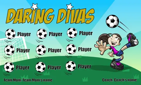 Divas Daring Soccer Bannersoccer-party-banner