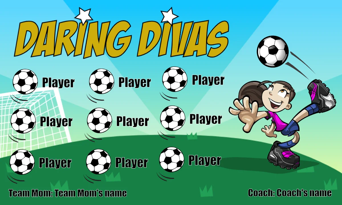 Divas Daring Soccer Bannersoccer-party-banner