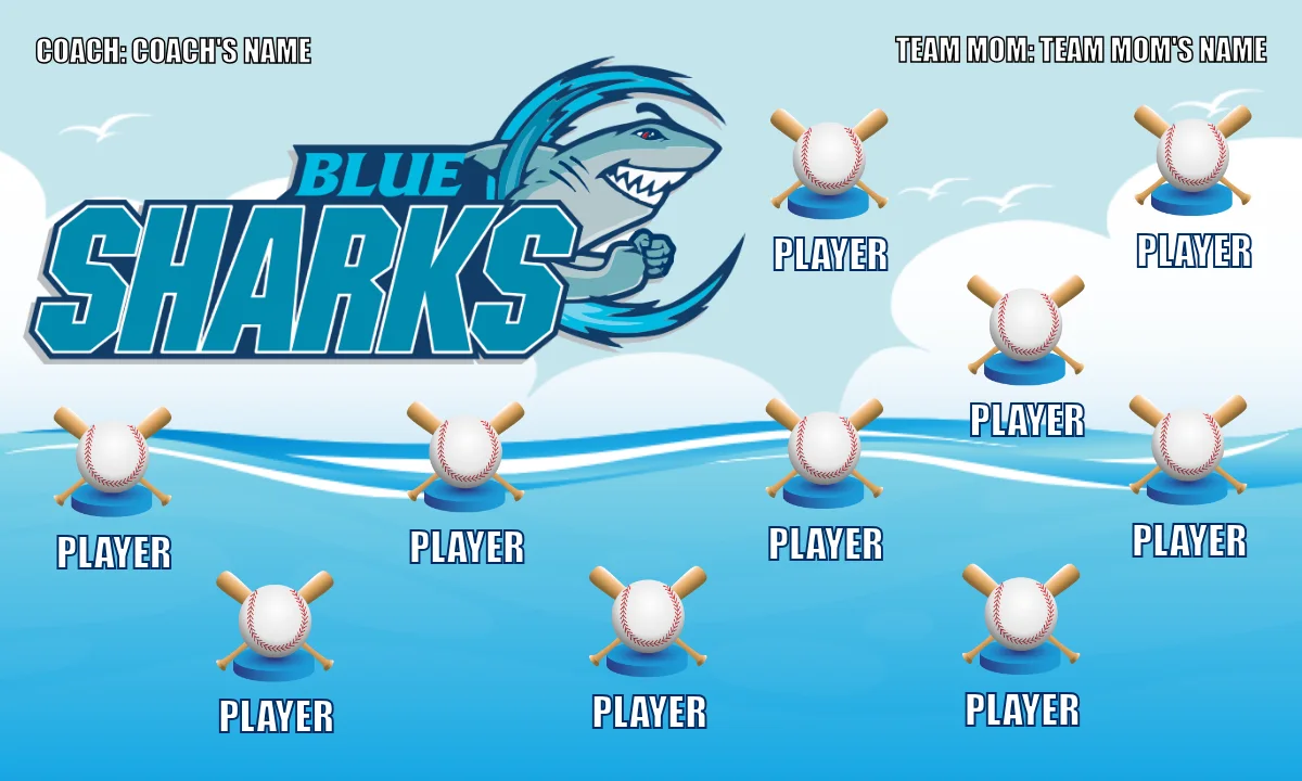 Blue Sharks 2 Softball Banner