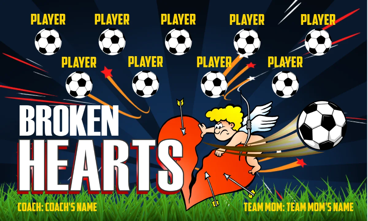 Broken Hearts Soccer Banner-soccer-wind-banners-picture