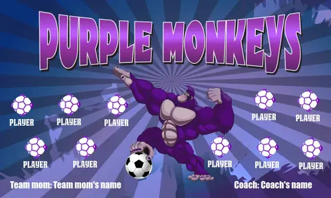 Purple monkeys Soccer Banner-soccer-banner-frame-picture
