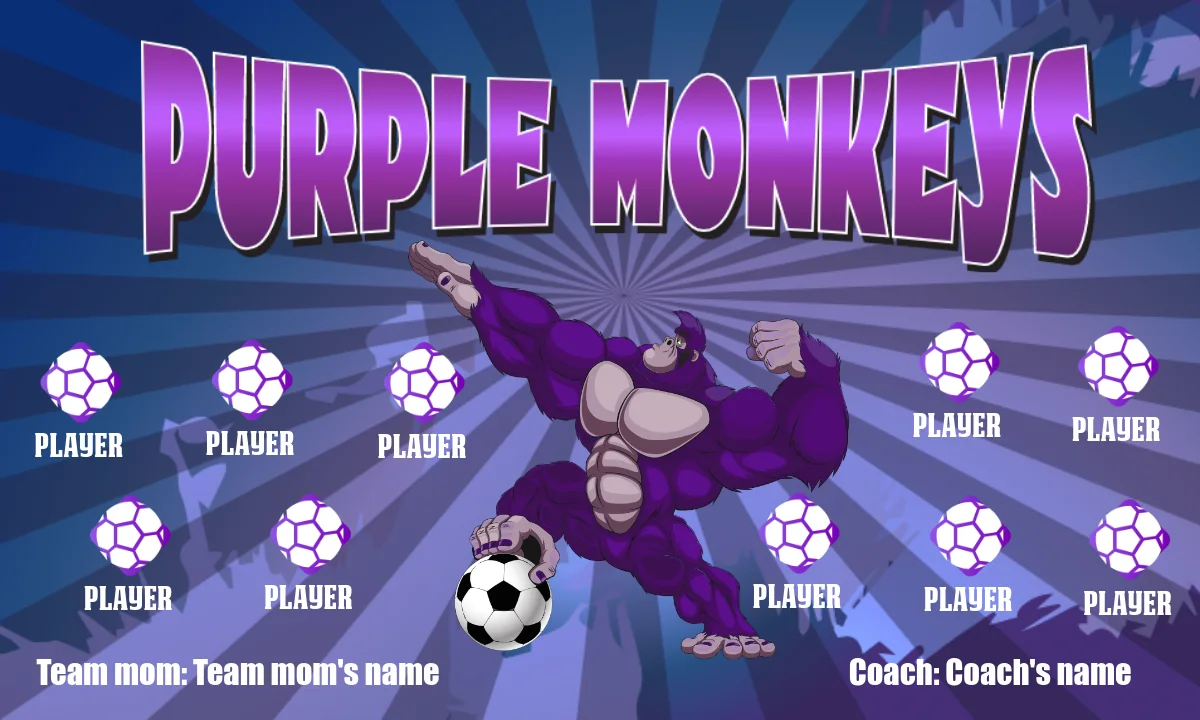 Purple monkeys Soccer Banner-soccer-banner-frame-picture
