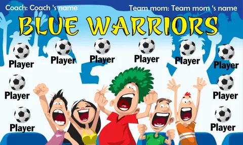 Blue WARRIORS Soccer Banner-soccer-banner-creator