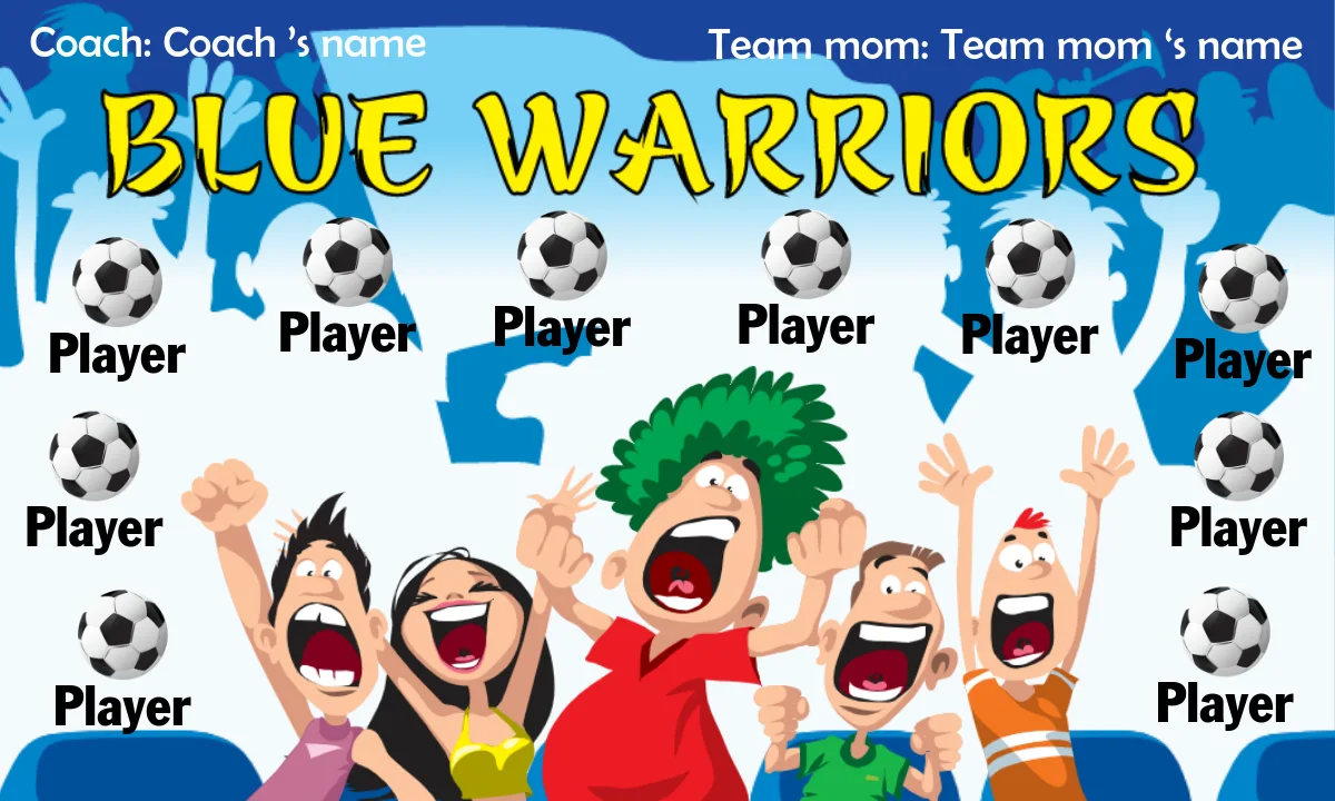 Blue WARRIORS Soccer Banner-soccer-banner-creator