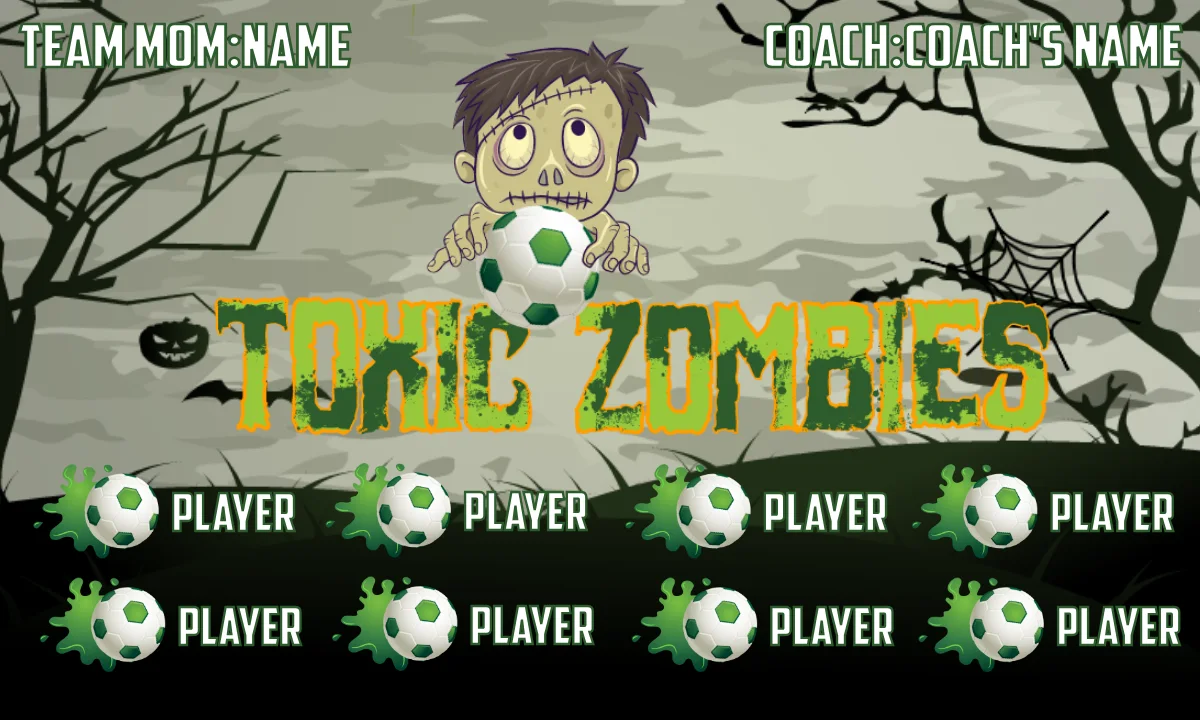 Zombies Toxic Soccer Banner,-soccer-banners-picture
