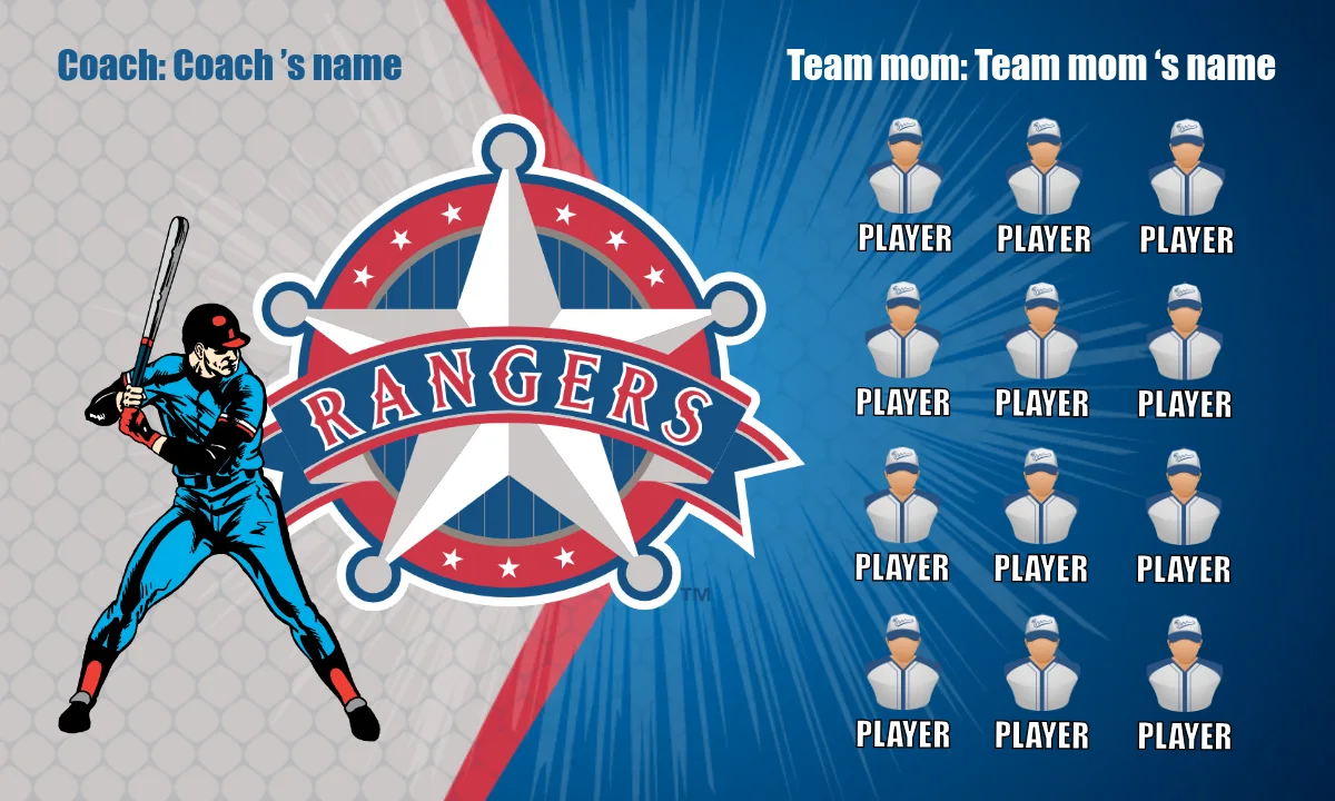 Rangers 2 Baseball Banner-baseball-banners-online-images