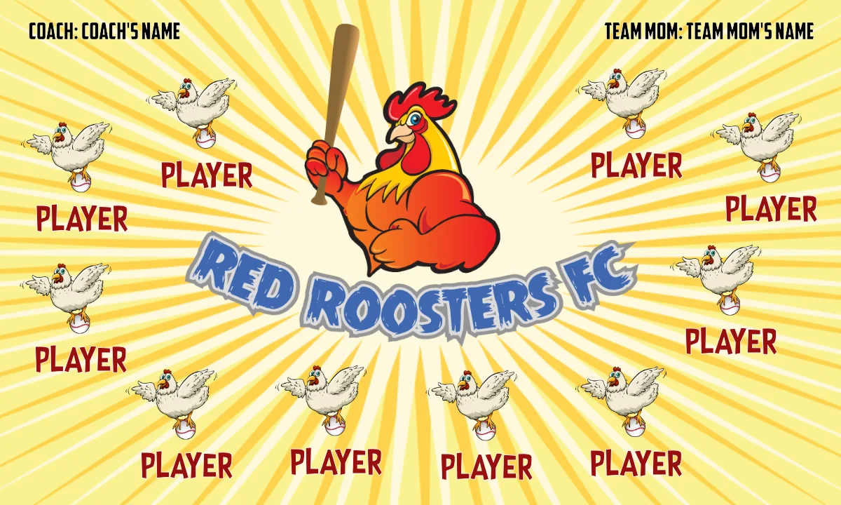 Red Roosters Softball Banner-fastpitch-softball-team-banners-picture