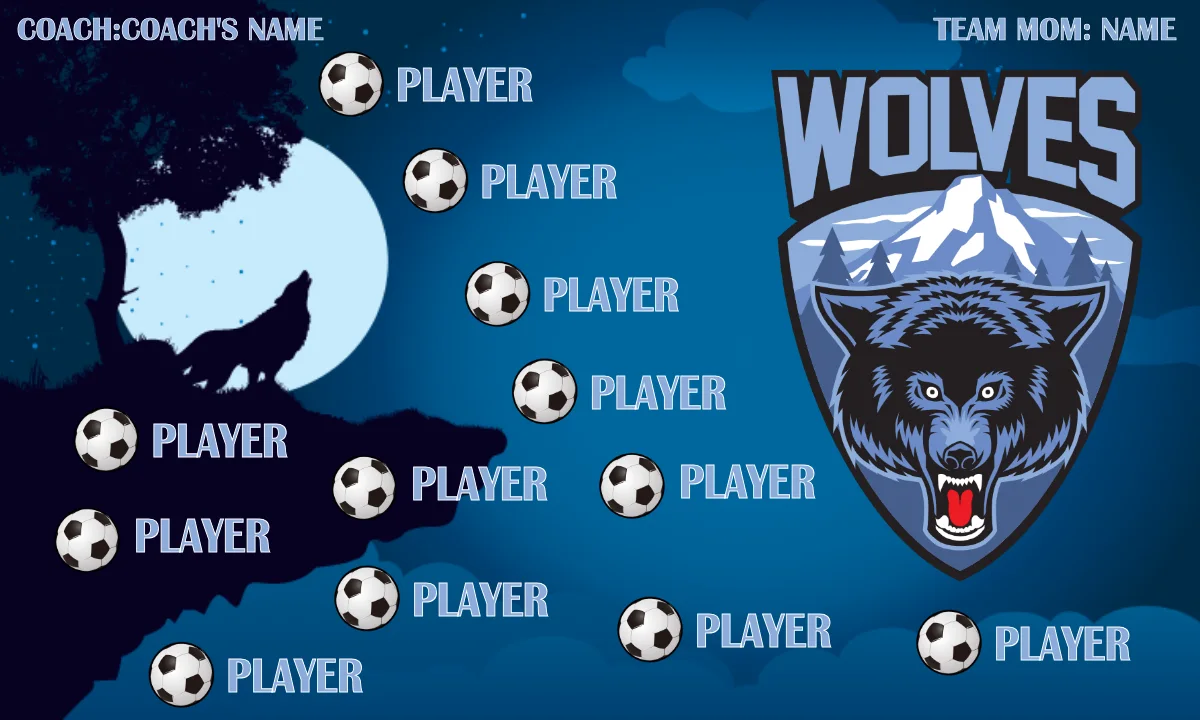 Wolves 2 Soccer Banner,-soccer-party-banner-picture