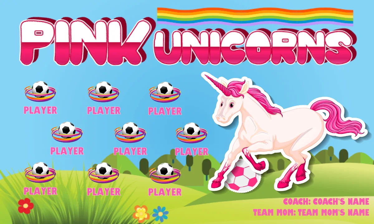 Unicorns Pink Soccer Banner,-soccer-banner-picture