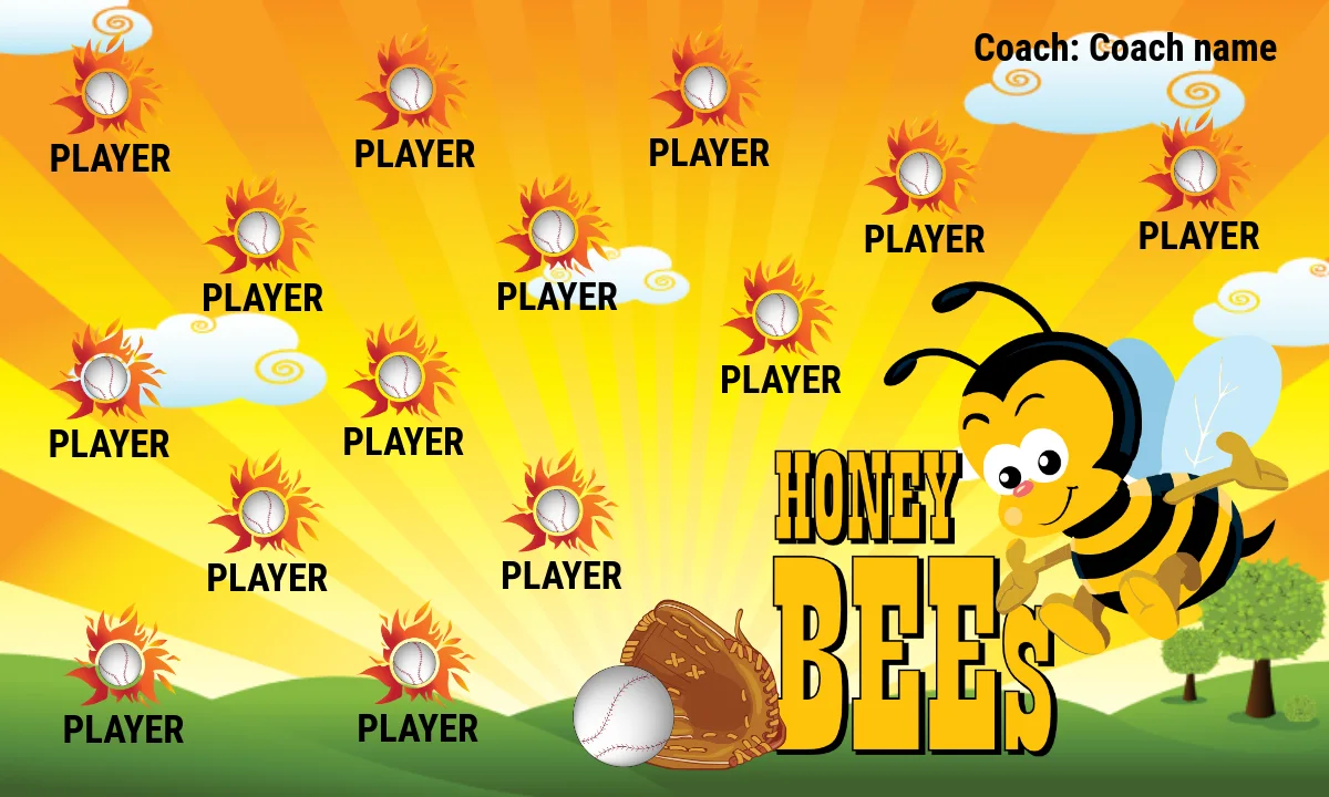 Honey Bees 2 Softball Banner-softball-banners-pennants-picture
