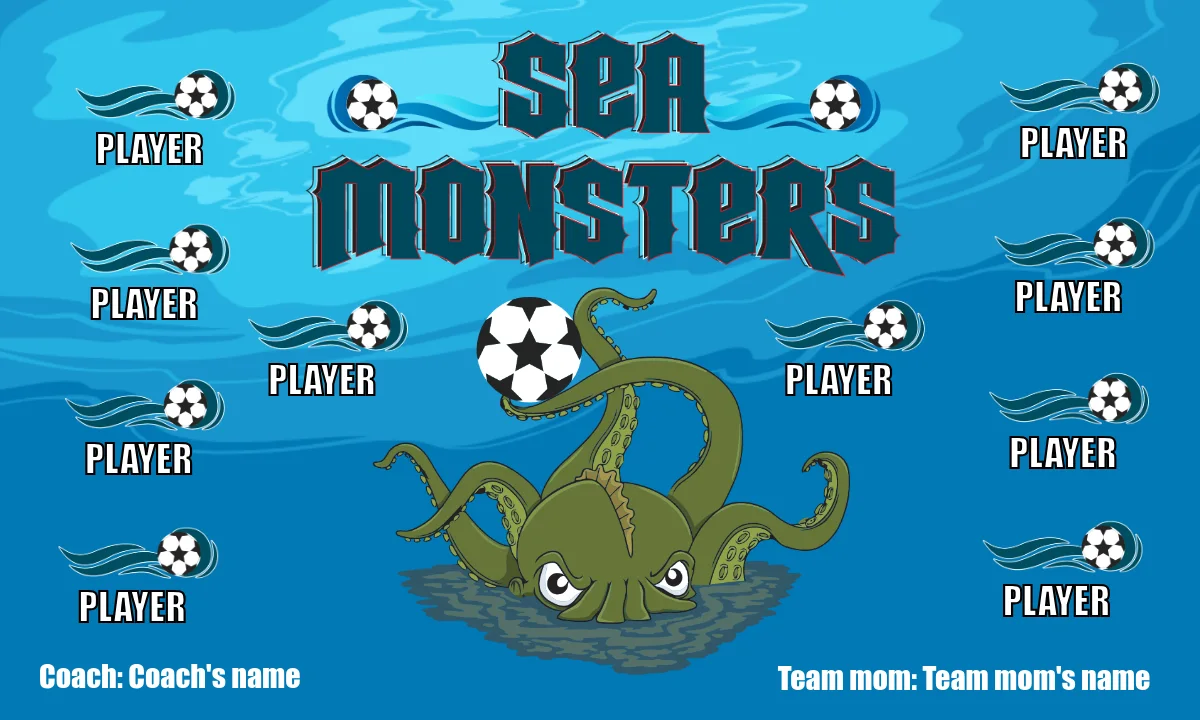 Sea Monsters 2 Soccer Banner,-youth-soccer-banners-picture