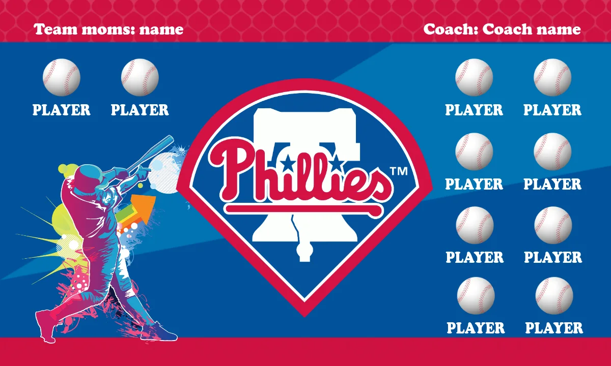Phillies 4 Baseball Banner-baseball-banners-pasadena-tx-images