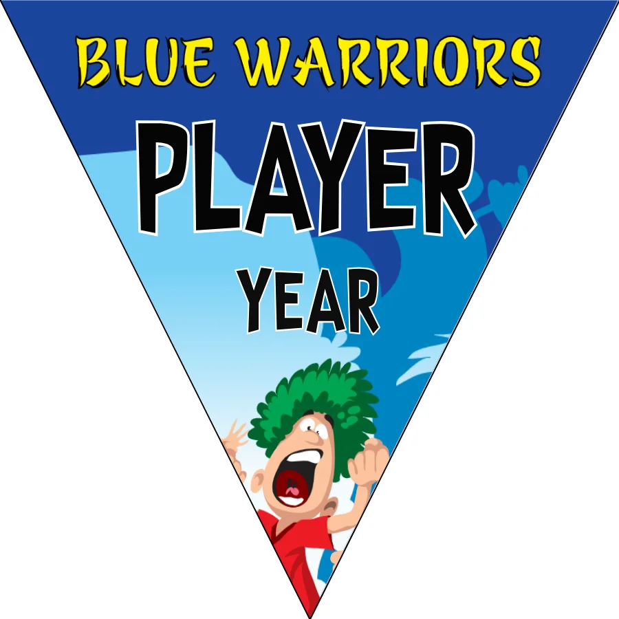 Blue WARRIORS Soccer Banner-soccer-mini-banner-picture