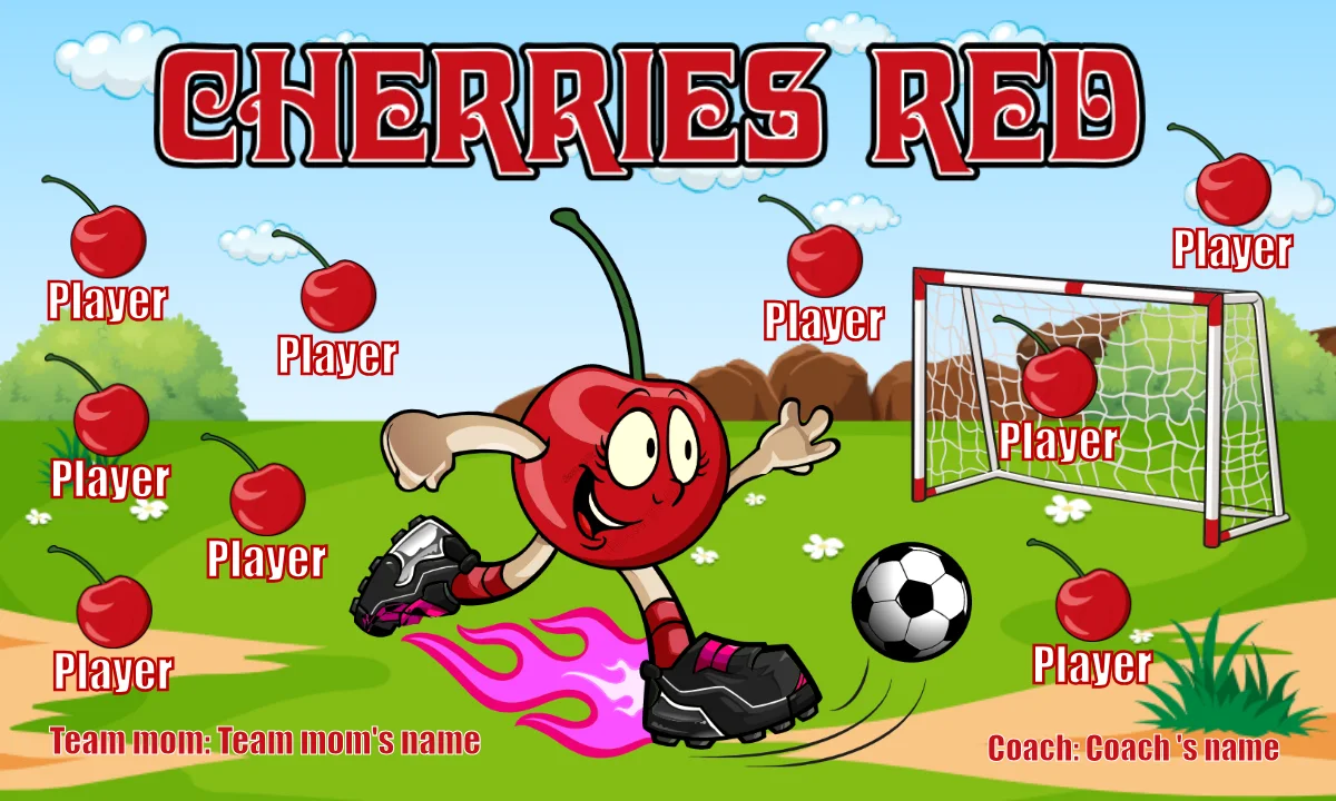 Cherries Red Soccer Banner-soccer-banner-gallery-picture