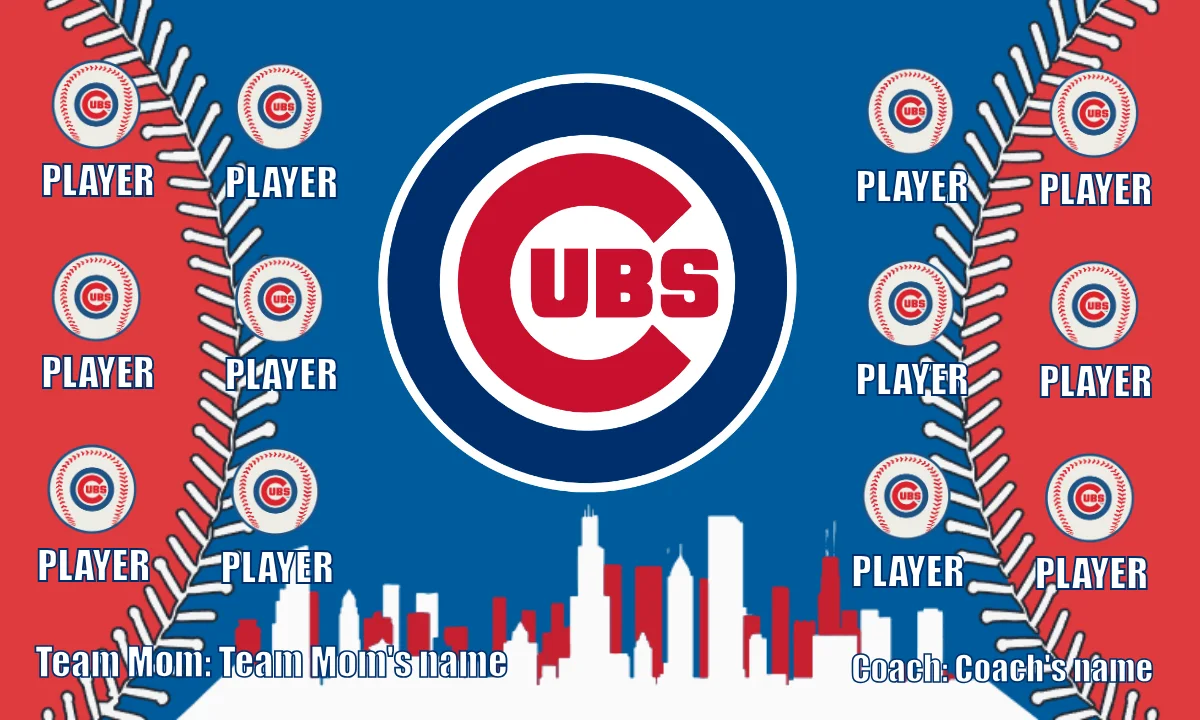 Cubs 1 Baseball Banner-baseball-team-banners-with-photos-images
