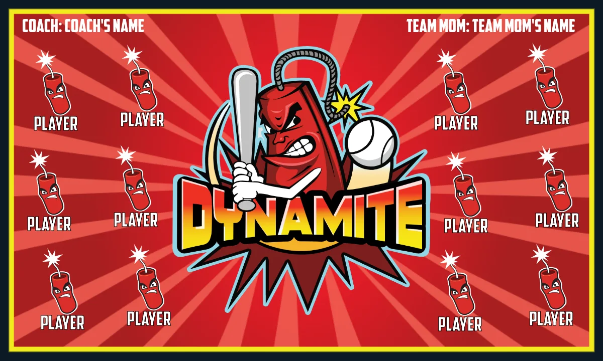 Dynamite-red-pink-hem-softball-banners-pennants-picture