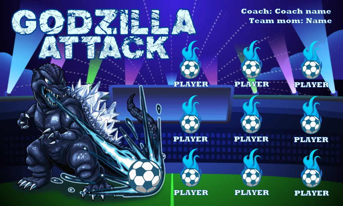 Godzilla Attack Soccer Banner-soccer-six-banner-picture