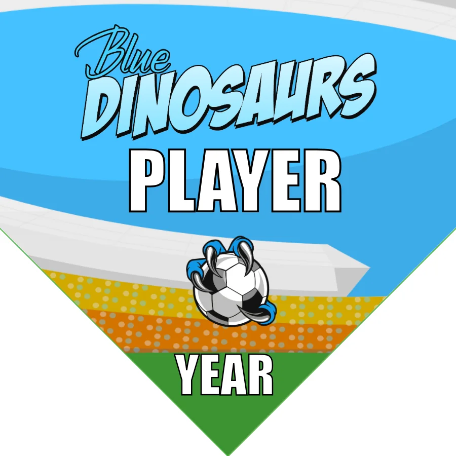 Blue Dinosaurs Soccer banner-soccer-team-banners-picture