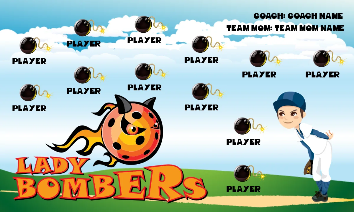 Lady Bombers 1 Softball Banner-softball-banners-with-pictures-images