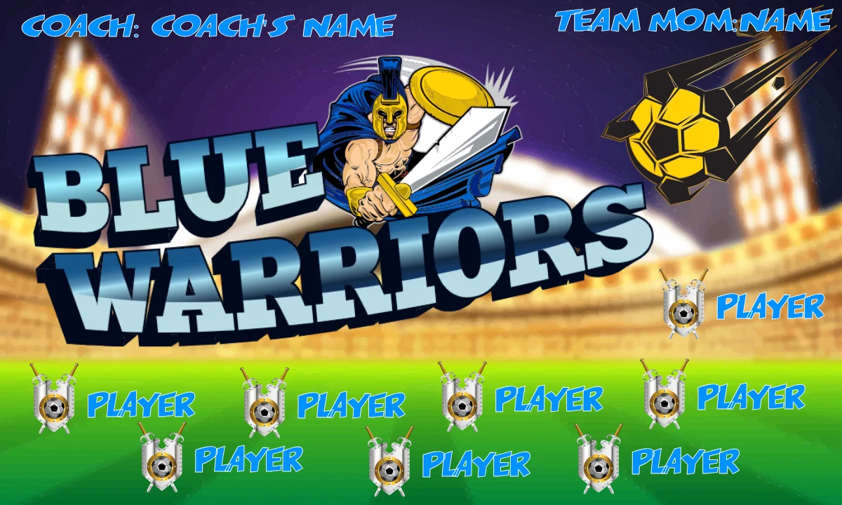 Warriors Blue Soccer Banner,-soccer-banner-images-picture