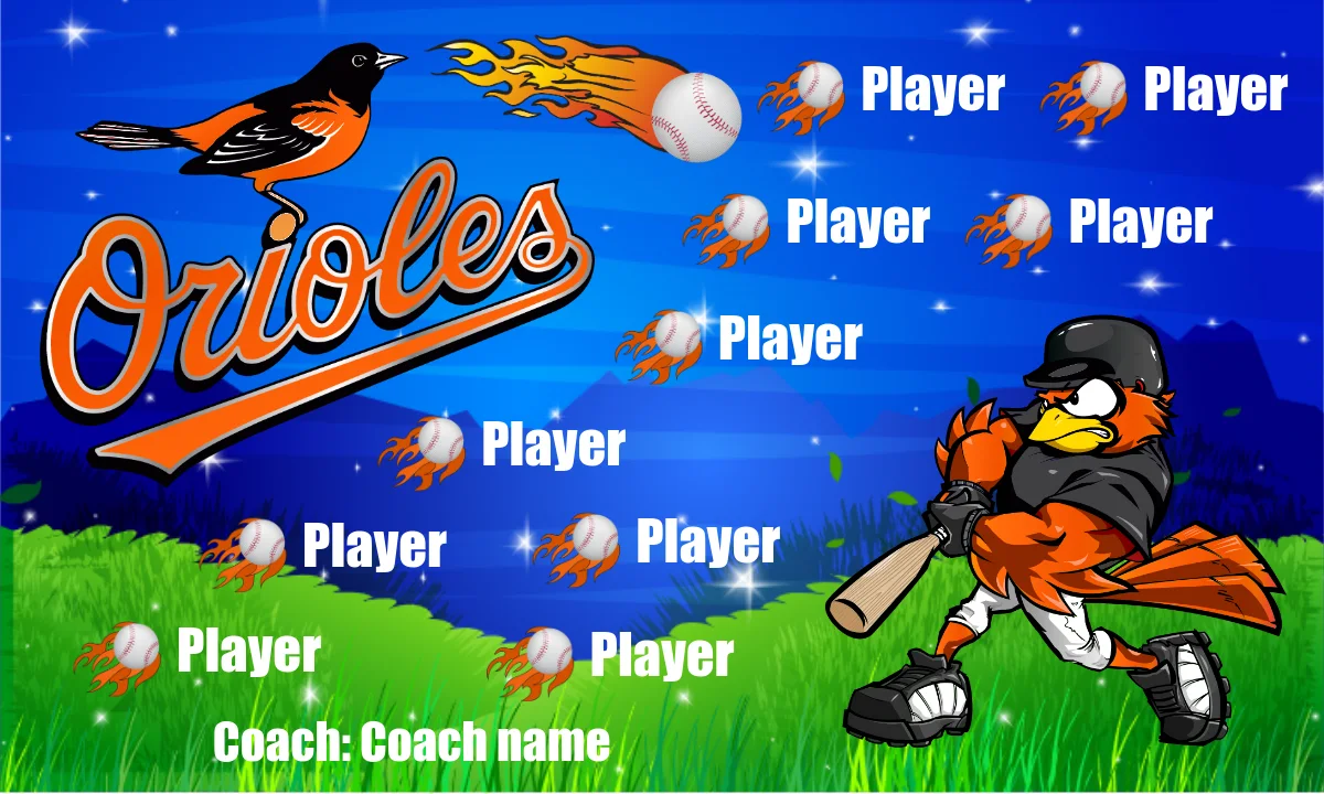 Orioles 2 Baseball Banner-custom-softball-team-banners-picture