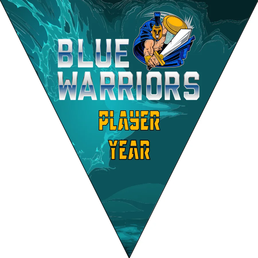 Warriors Blue 2 Soccer Banner,-youth-soccer-banners-picture