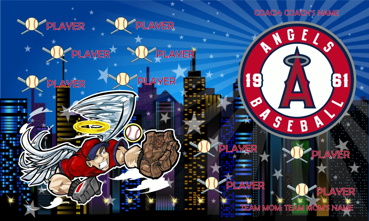 Angels Los Angeles 3 Baseball Banner-baseball-team-banner-ideas-images