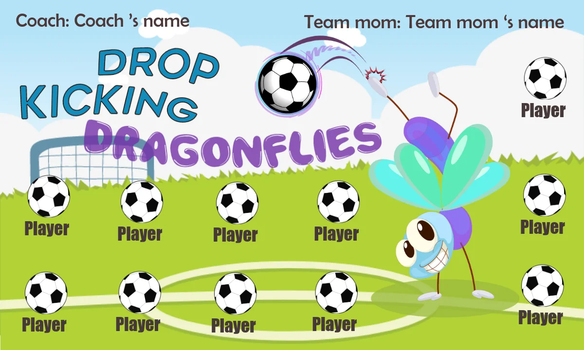 Dragonflies Drop Kicking Soccer Bannersoccer-banner-templates