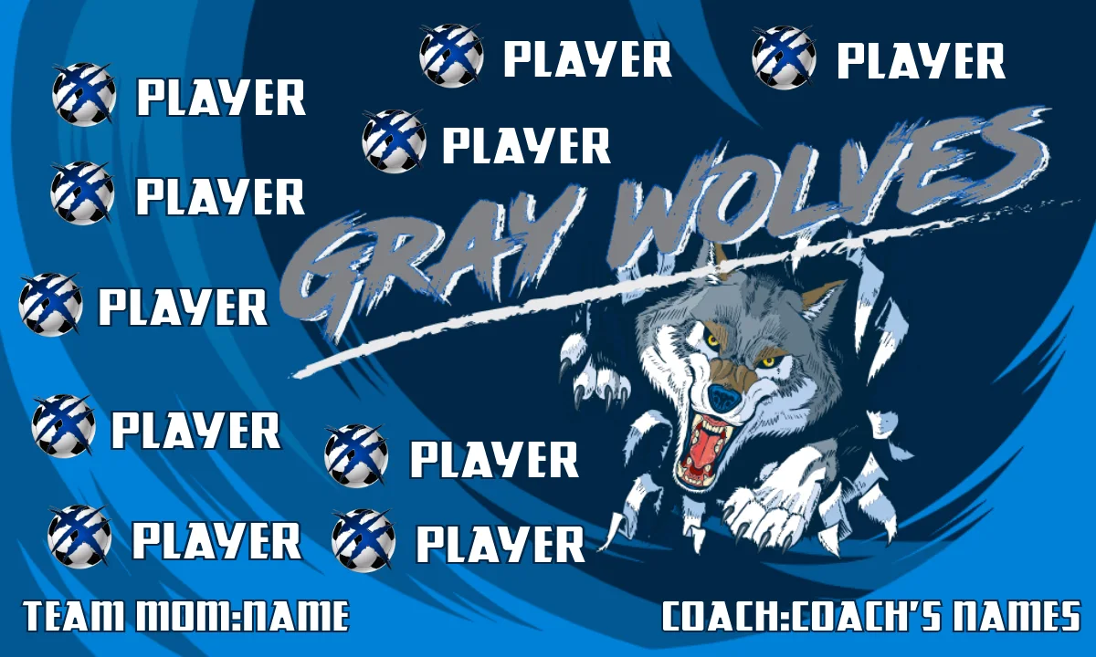 Wolves Gray Soccer Banner,-youth-soccer-banners-picture