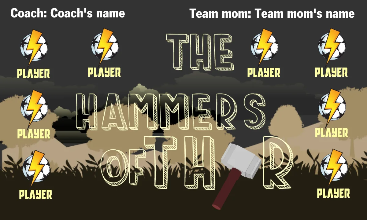 Hammers of Thor Soccer Banner-soccer-banner-stand