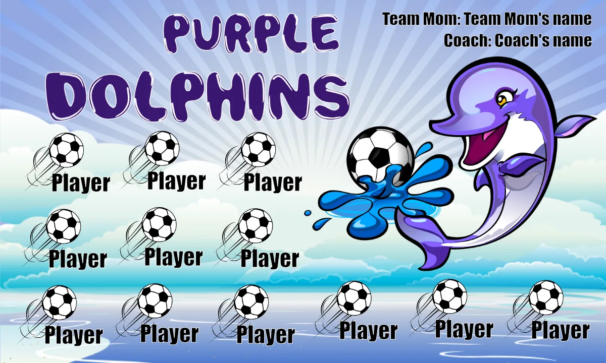 Dolphins Purple Soccer Bannersoccer-banner-stand-pvc